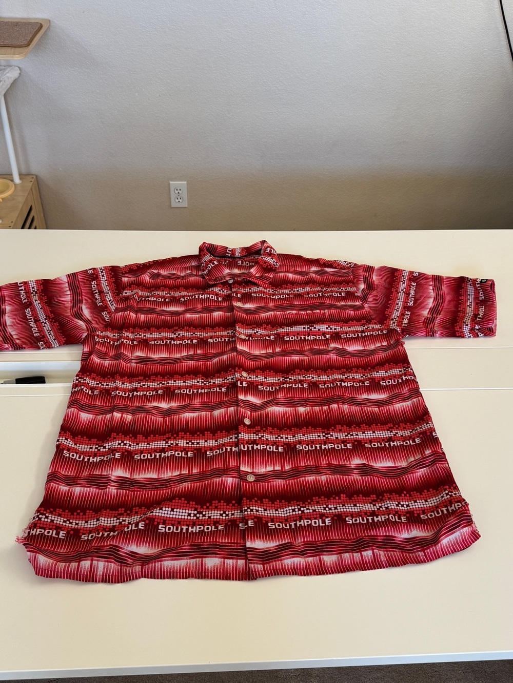 South Pole Red Striped Logo Button-Down Kids Shirt